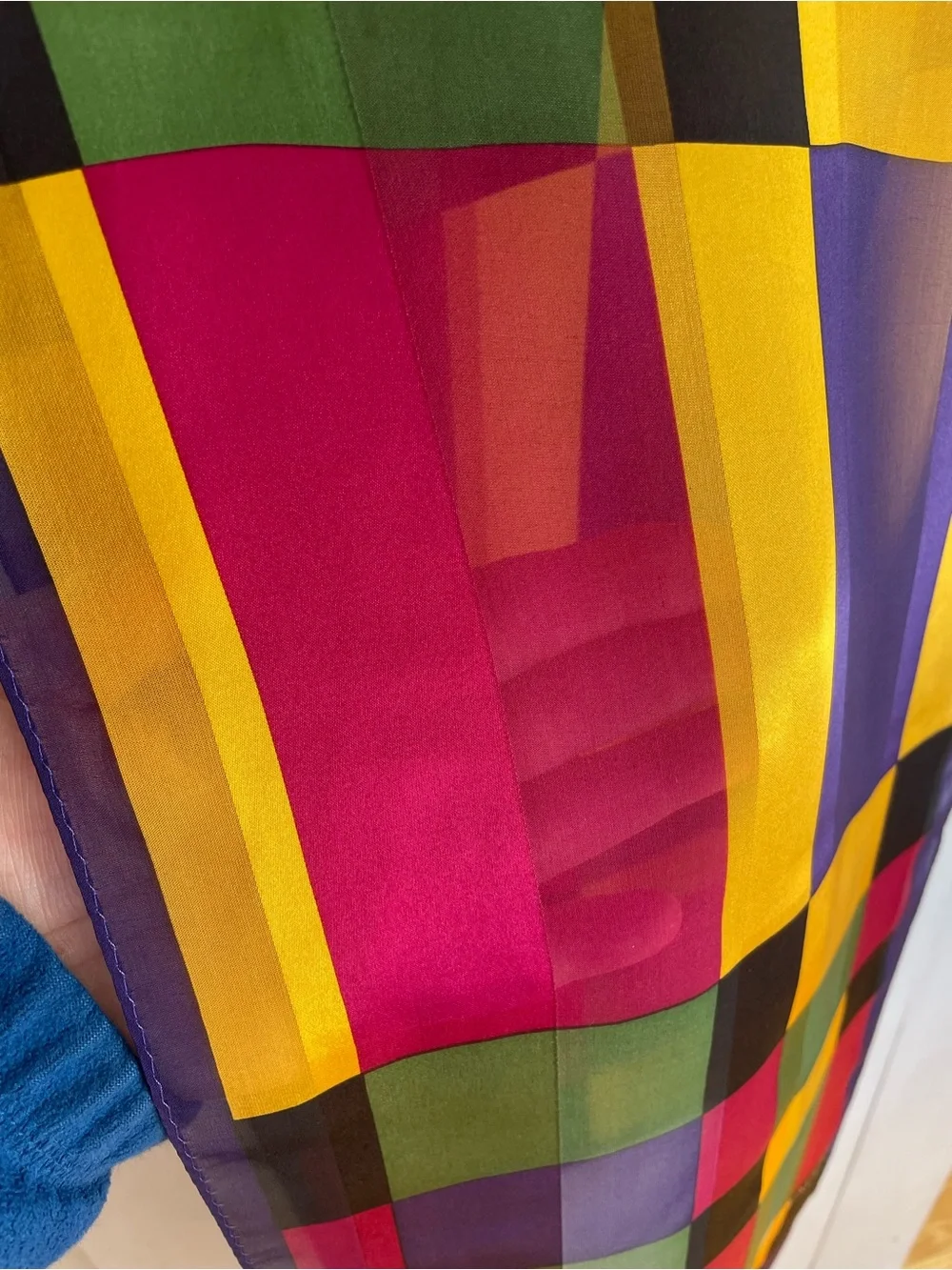 Vintage Adrienne Vittadini Rectangular Silk Scarf Jewel Tone 11x 52